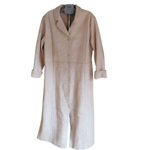 J Jill Faux Suede Sherpa Lined Long Coat LT Tall Beige Women's